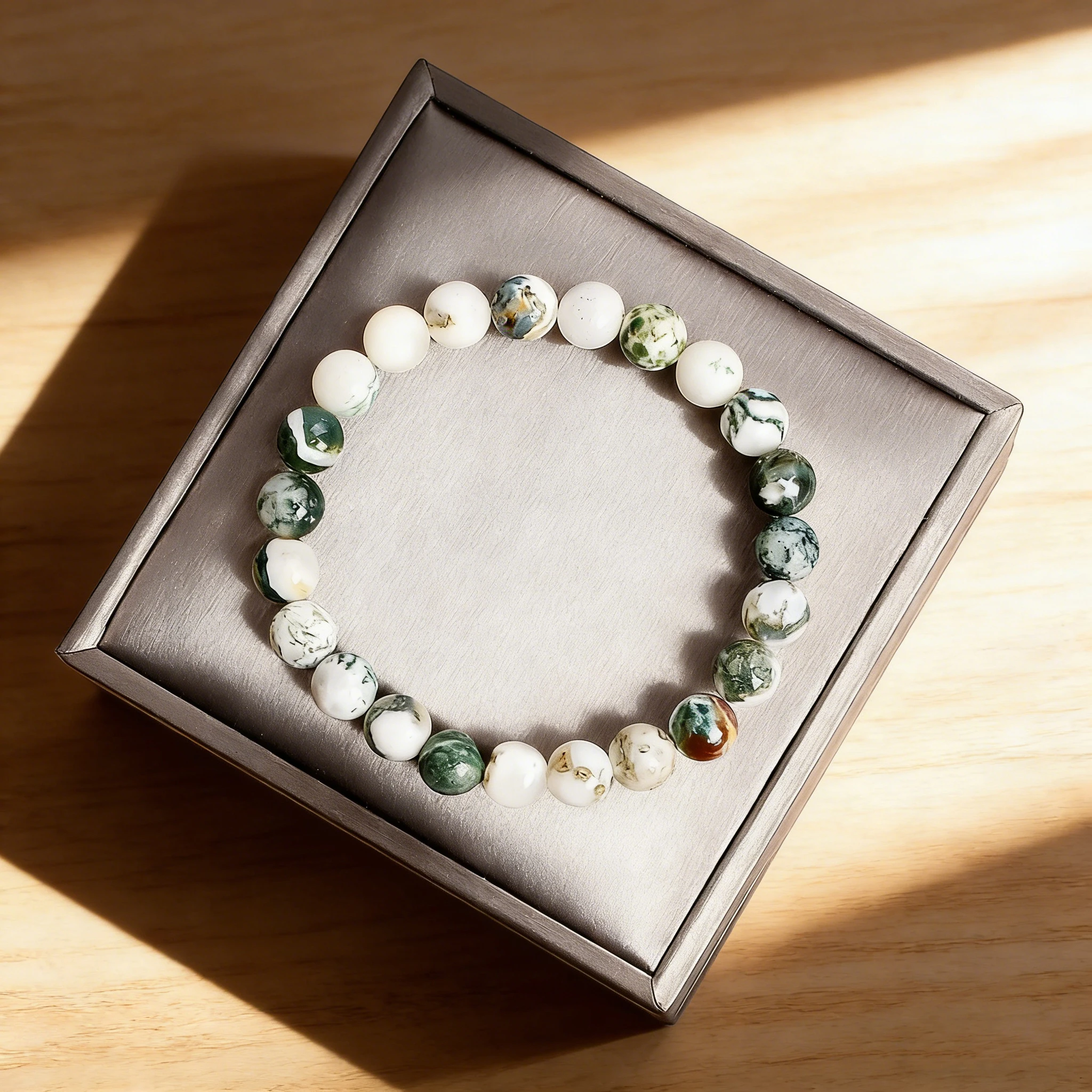 Moss Agate Bracelet 6 8 10mm Natural Stone Beaded Reiki Healing Vitality Charm Handmade Crystal New Jewelry Gift for Women Men