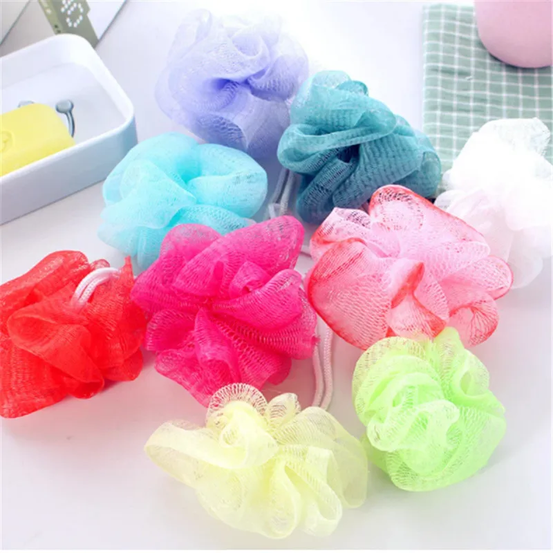 5pcs/bag Colorful Bath Shower Soap Bubble Body Wash Exfoliate Scrub Puff Sponge Mesh Net Ball Soft Color Random