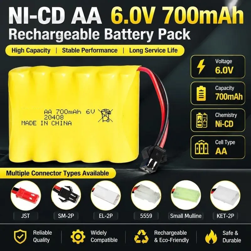 Wholesale 6V 700mAh NiCd Battery Pack for Climbing Car RC Toy AA5 Rechargeable Battery in Stock