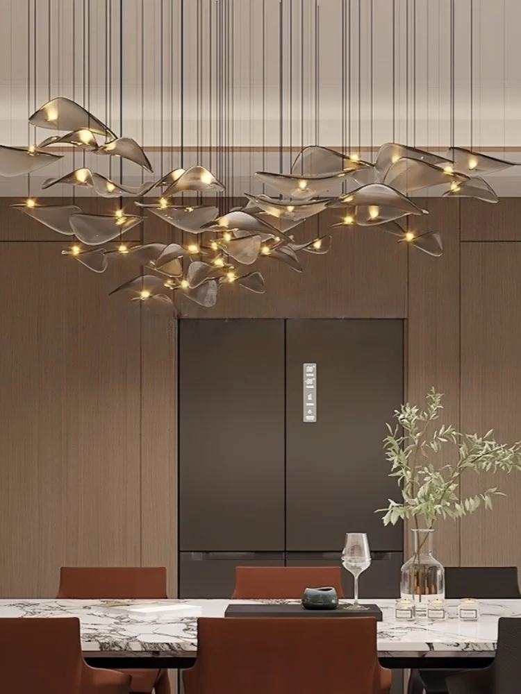 

Luxury American Style Smoke Gray Glass Chandelier, Custom Hardware Pendant Light, High-End Ceiling Fixture for Villa & Staircase