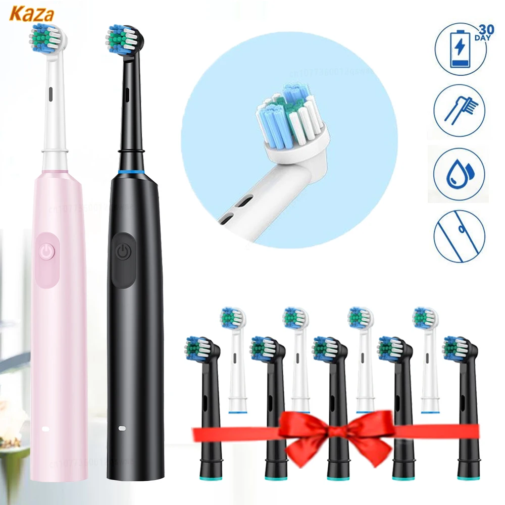 Rotary Electric Toothbrush Rechargeable Electric Toothbrush for Adults Rotating Electric Toothbrushes Teeth Whitening Cleaner