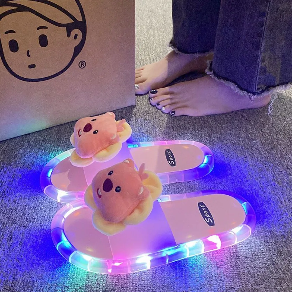 Girl Outdoor Luminous Slippers Loopy Anime Cartoon Cute Fashion PVC LED Light Sandals Women Bathroom Anti-slip Home Shoes