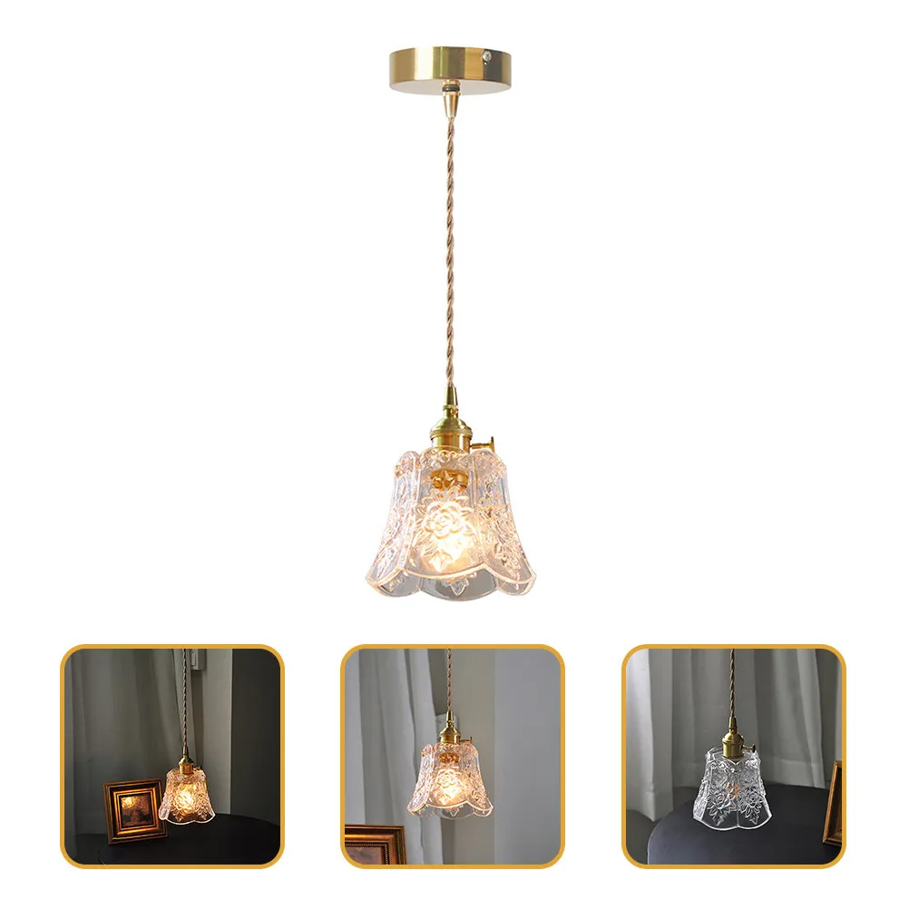 Elegant Glass Pendant Light Handcrafted Carved Glass Design Hanging Light for Living Room Dining Room Cafe Restaurant Home