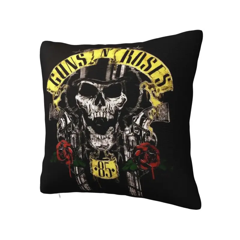 Fashion Guns N Roses 85 Cushion Cover 40x40cm Polyester Heavy Metal Pillow Case for Car Square Pillowcase Home Decorative