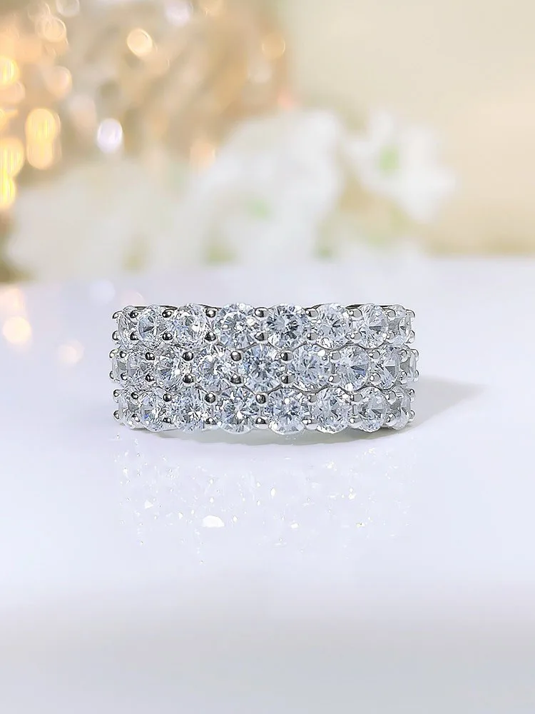 

Fashion Jewelry S925 Sterling Silver European and American White Diamond High Carbon Diamond Ring Fashion Simple Ring