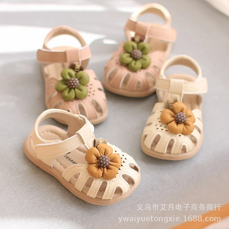 

Princess-style Baby Girl's First Walking Shoes Summer Floral Soft-soled Sandals for Infants and Toddlers 1-3 Year Old Baby Shoes