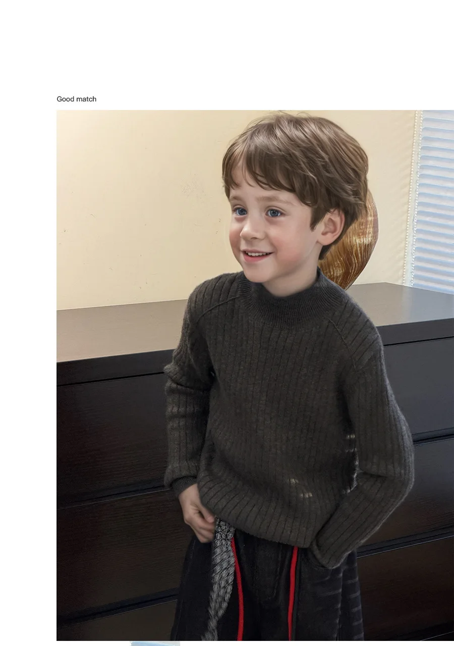 Herbst-Winter-Wollpullover für Kinder – Koreanischer Stil, weiche Strick-Basisschicht für Jungen, Mädchen, Kleinkinder und Kinder, Winterkleidung für Babymädchen – Detail 3