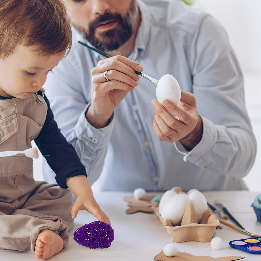 

12Pcs Colorful Rattan Wicker Balls Easter Egg Shape Ornaments for Holiday Decor and Festive Displays Easter Egg Crafts