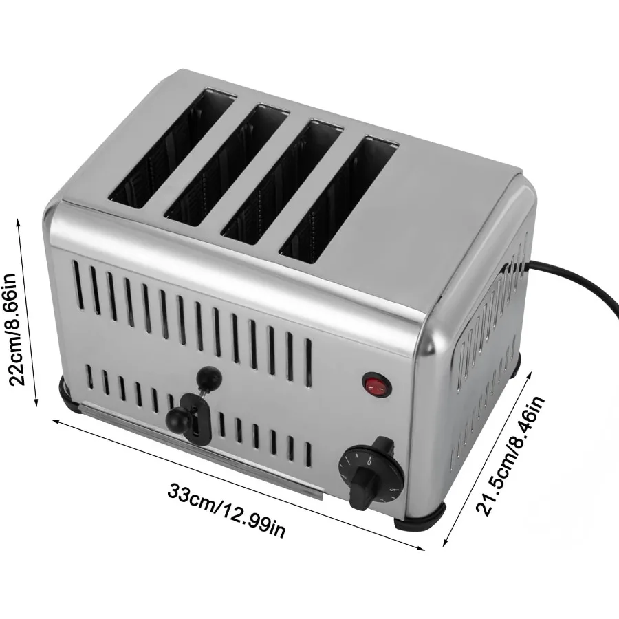 محمصة خبز 4 شرائح مع فتحات واسعة للمطاعم والاستخدام المنزلي بقدرة 1650 وات من الفولاذ المقاوم للصدأ ماكينة خبز الخبز المنبثقة على سطح الطاولة الذكية