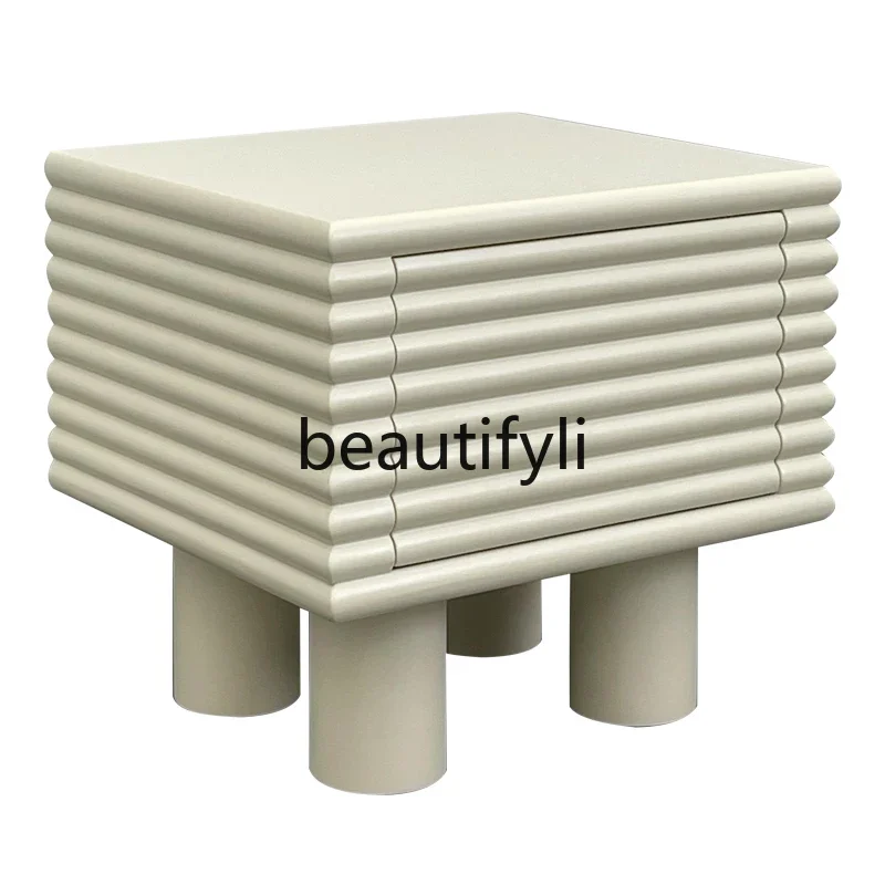 E182 Modern personality, creamy wind bedside table designer Italian minimalist white