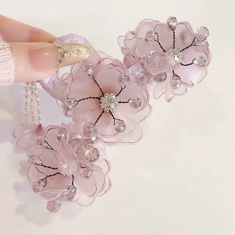 

Handmade Flower Tassel Hanfu Large Size Shark Clip Headband Chinese Style Hair Claws Hairbands Women Fairy Hair Accessory