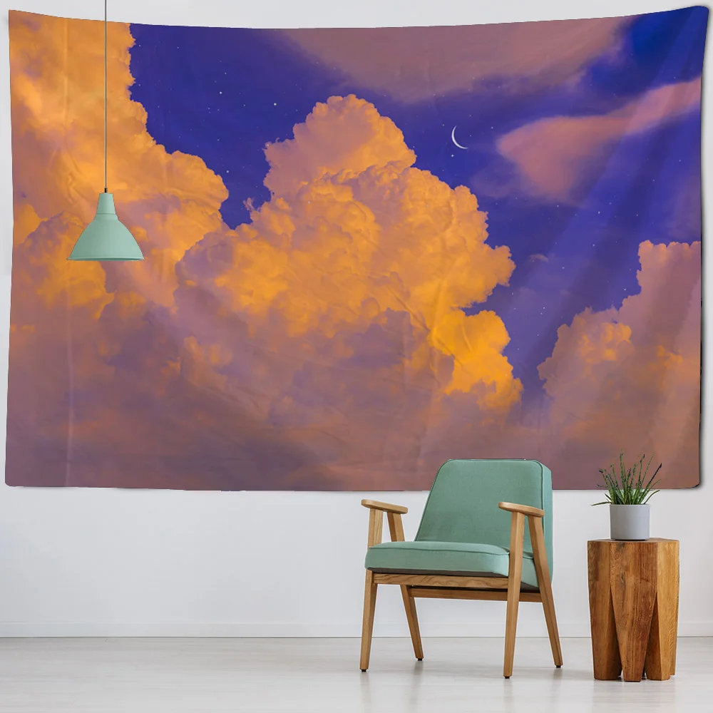 Dream sky tapestry children's room wall decoration wall hanging cloud starry sky cartoon illustration bedroom background cloth