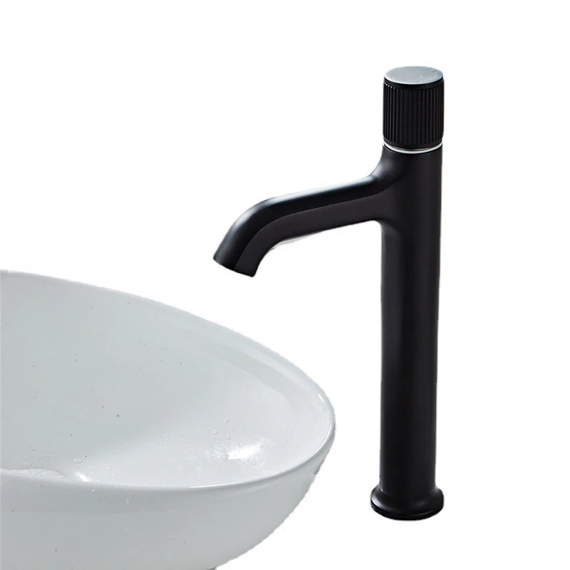 

New all-copper black and white gold table basin hot and cold faucet sitting single hole bathroom basin faucet