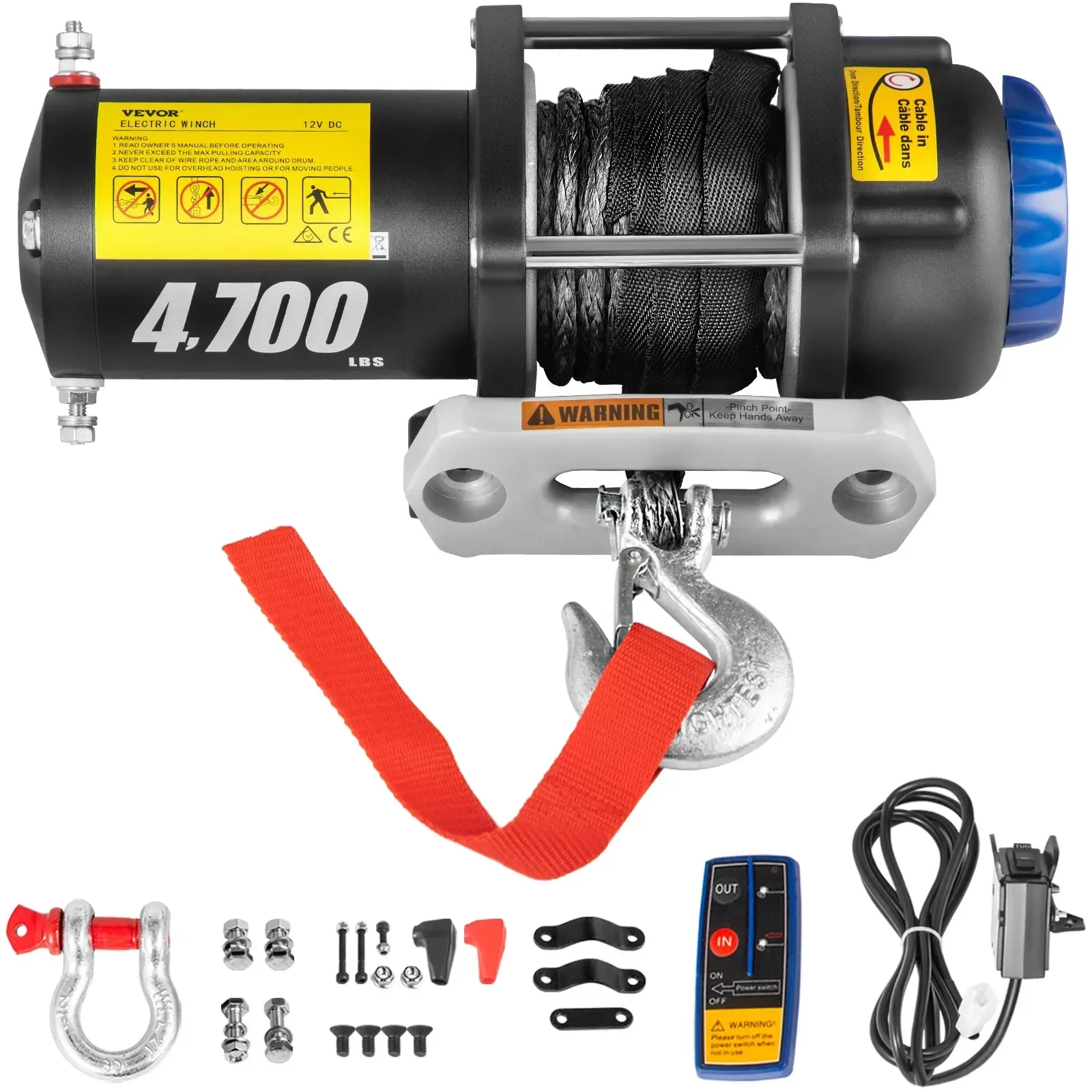 

Electric Winch Truck 12V 5000 LBS /4700lbs Synthetic Rope ATV es Off Road