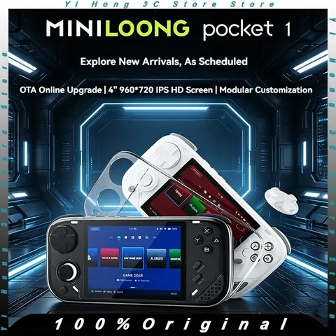 MINILOONG Pocket 1 4" Open Source Handheld RK3566 ROCKNIX 90Hz IPS Retro Console Modular RGB Hall Joystick PSP PS1 GBA Emulator
