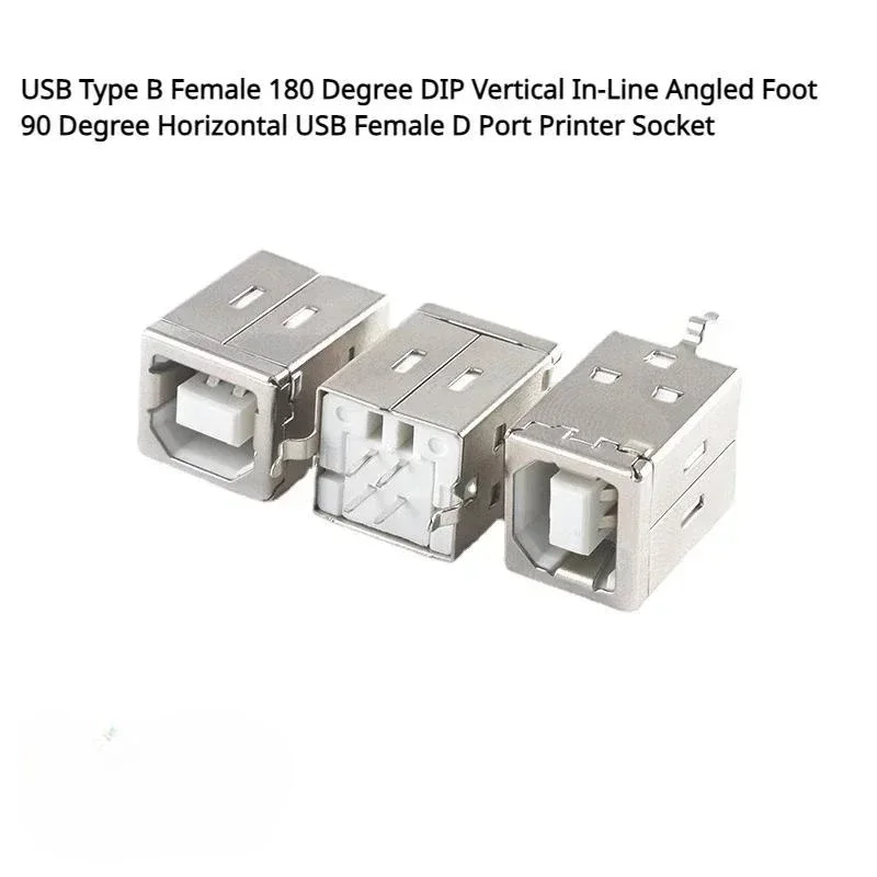 

5pcs USB Type B Female 180 Degree DIP Vertical In-Line Angled Foot 90 Degree Horizontal USB Female D Port Printer Socket