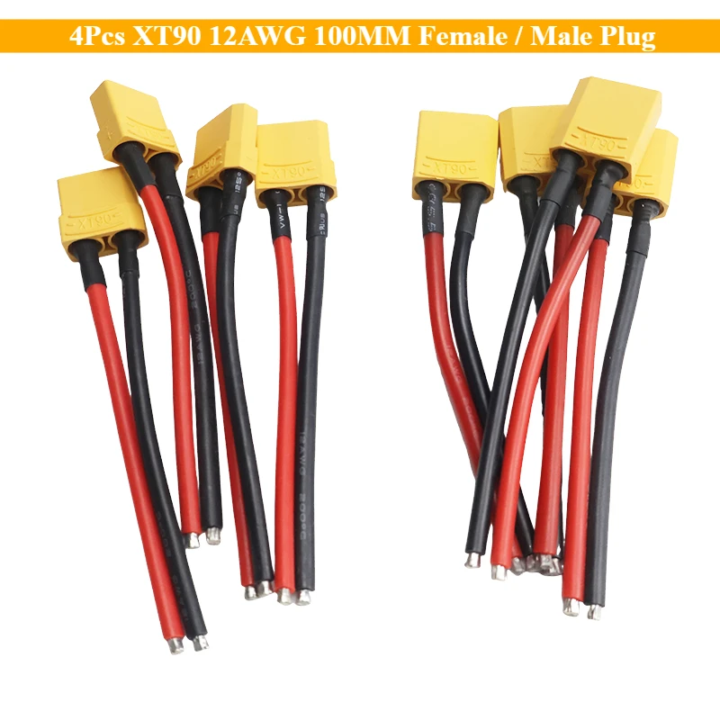 �y�Z�[�����z4���� XT90 12AWG 100MM ���X/�I�X�v���O �o�b�e���[����R�l�N�^ �V���R���t���L�V�u�����C���[�t�� RC���|�o�b�e���[���[�^�[�g���p