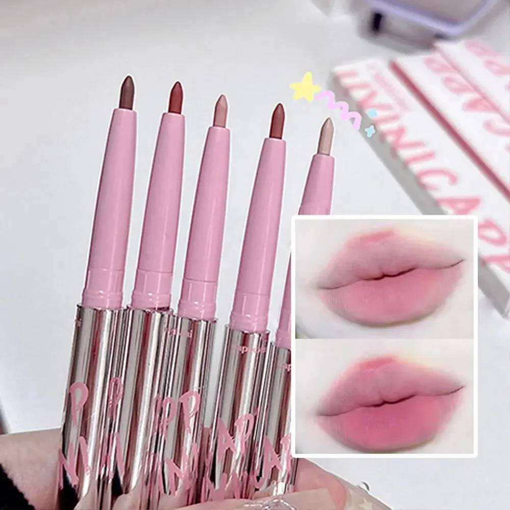 Nude Lip Liner with Lip Brush Cappuvini Korean Style Lip Makeup Long Last Velvet Matte Lipstick