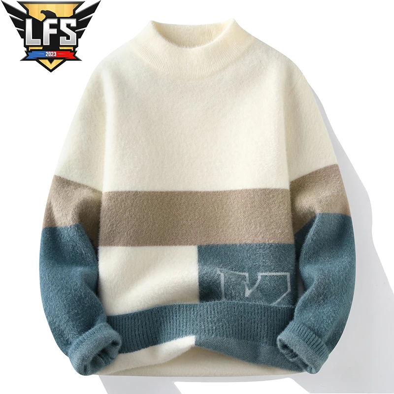 

Sweaters men 2023 Winter new arrival thicken warm sweater men fashion letter pattern sweaters Men's wool pullovers male