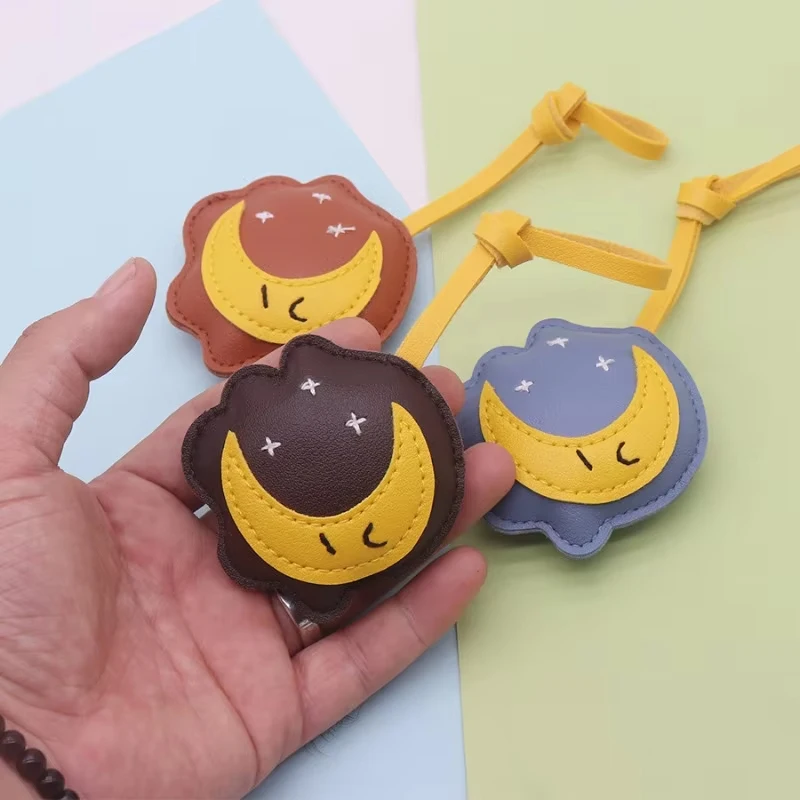 12 نمط ثلاثية الأبعاد حقيبة الحيوان سحر بولي قلادة قلادة ، لطيف الكلب/القط/الباندا لتقوم بها بنفسك كيرينغ الملحقات ، القمر ستار محفظة/حقيبة يد ديكور معلق الحبل #5