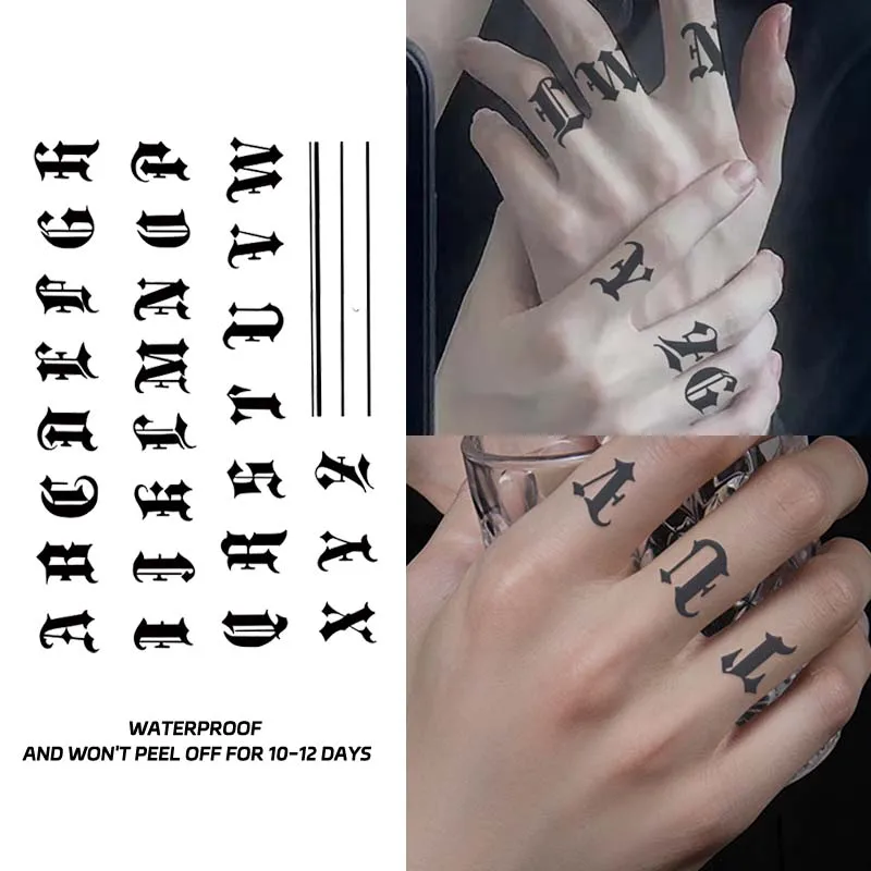 

Long-lasting waterproof tattoo stickers simulated non-reflective temporary tattoo English pattern finger arm fake tattoo