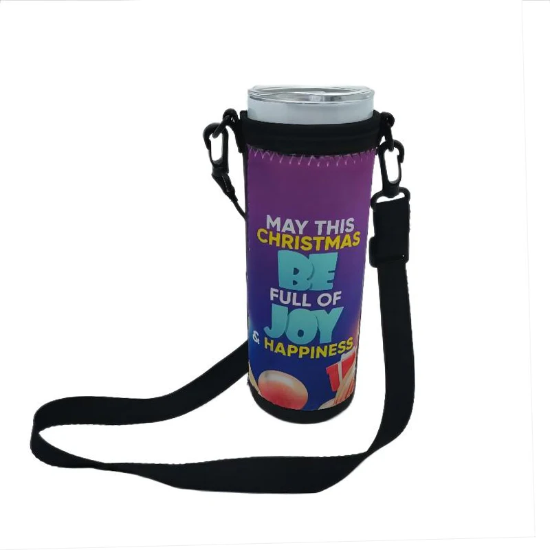 Free Shipping 10pcs/Lot Sublimation Neoprene 20oz Skinny Straight Tumbler Sleeve Bag Carrier Tumblers Holder With Shoulder Strap