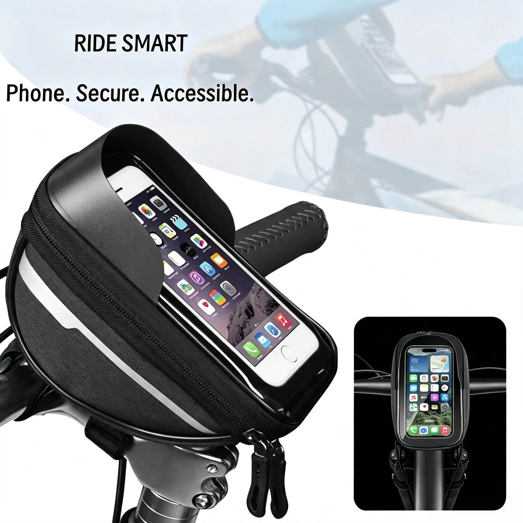 Waterproof Touch Screen Bike Handlebar Phone Storage Bag Universal Cycling Phone Holder Outdoor Riding Accessory Adult Riders