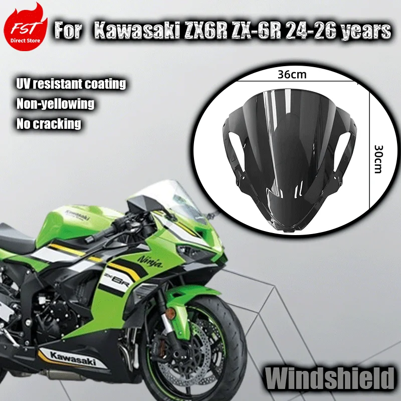 

For Kawasaki ZX6R 2024-2026 Modified Racing Windshield Heightened Fairing P Model Motorcycle Accessories