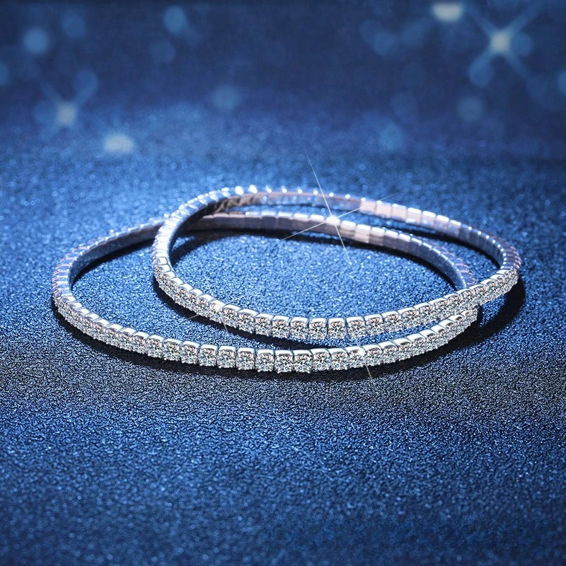 

Moissanite Platinum PT950 18K Gold Full Diamond Elastic Bracelet for Men Moissanite Minimally Designed Starry Sky Bracelet