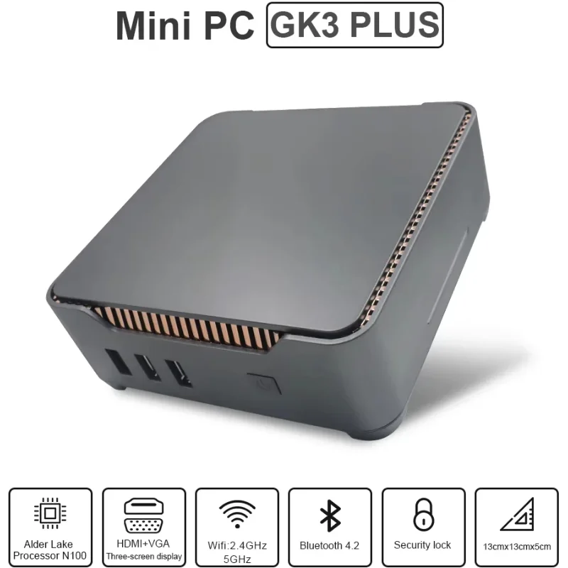 GK3 Plus Intel N150 Quad Core Mini PC Win 11 Pro DDR4 32G WIFI5 1TB SSD BT4.2 Dual HDMI RJ45 1000M Dual Screen 4K HD Display PDA