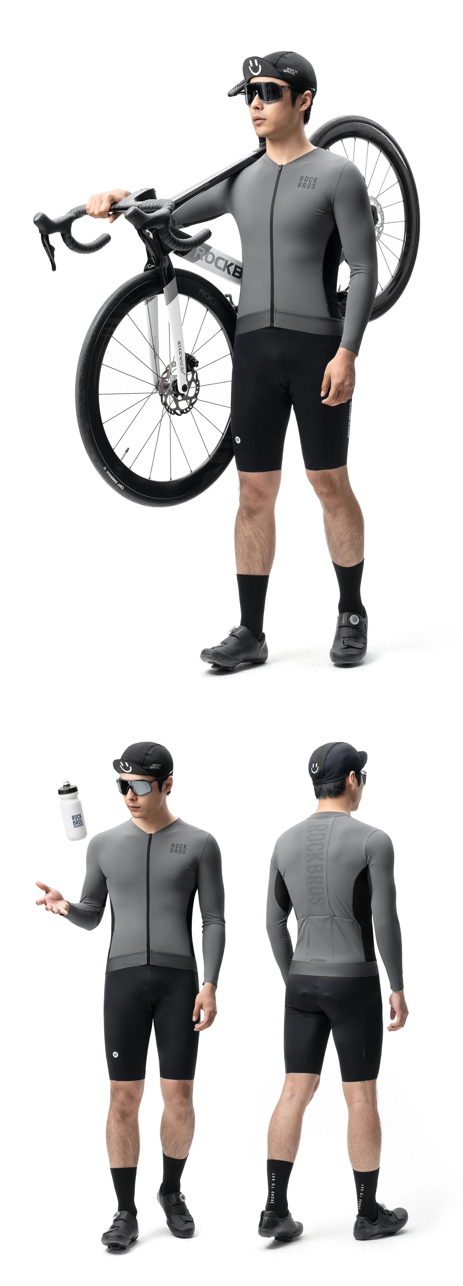 ROCKBROS Herren-Radtrikot mit Langen Ärmeln, Leichtes Mesh-Fahrradoutfit, Atmungsaktives Trikot für Rennrad und MTB – Detail 9