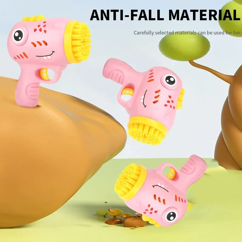 مسدس فقاعات الديناصور ذو 36 فتحة مع مسدس فقاعات متعدد الفتحات لعبة ترفيهية خارجية [بدون مياه فقاعات]