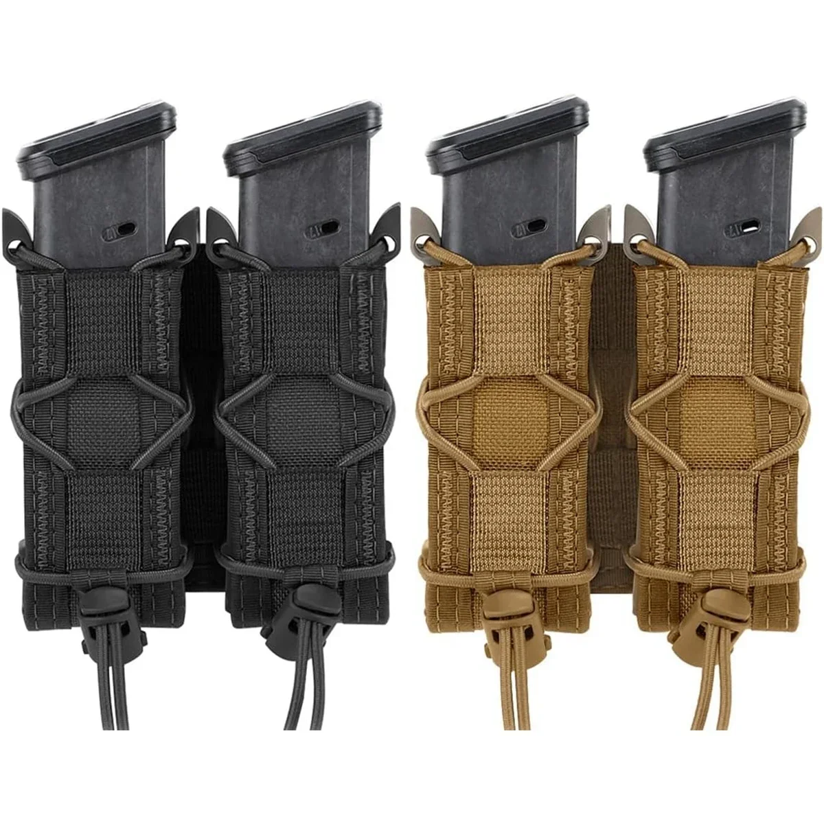 Tactical Double Stack 9mm 45 Mag Pouch Molle AR15 M4 M16 Airsoft Universal Pistol Rifle Magazine Holder
