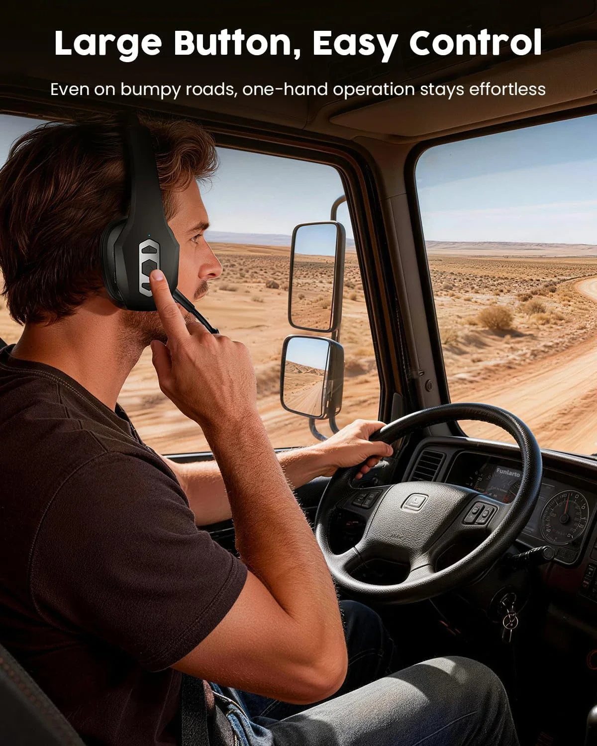 Trucker Bluetooth Headset with Charging Base, Wireless Hands-Free Headset with Noise Canceling Mic & Mute Button, 56Hrs Working - Imagen 2