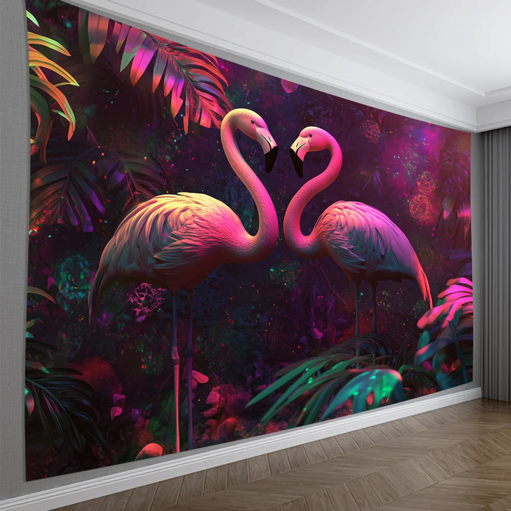 Vintage flamingo Digital printing polyester wall hanging tapestry decorative Living room bedrooms Office background gift