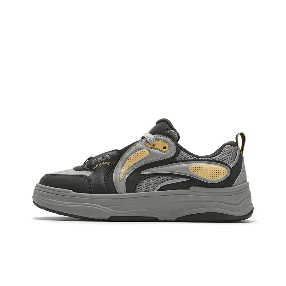 FILA VIBE Synthetic Leather, Textile Low top Skateboard Shoes Men's Gray Yellow F12M512201FMB