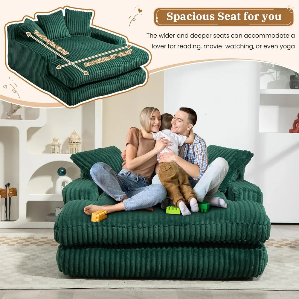 Sofá-cama moderno estofado de veludo de 52,2 polegadas com assento profundo e 3 almofadas e braços, sofá-cama para sala de estar