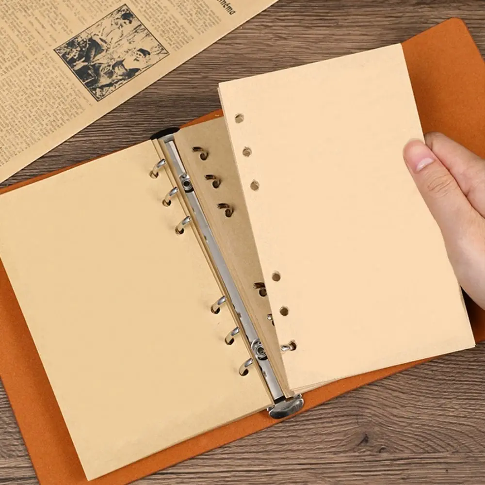 A6 Travelers Vintage Notebook PU Leather Blank PU Leather Kraft Notebook Kraft Paper Binder Writing Supplies Journal Diary