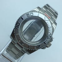 40mm luxury men's steel yacht watch case oyster bracelet sapphire glass 120 RPM ceramic bezel For Seiko nh35 nh36 nh38 Movement