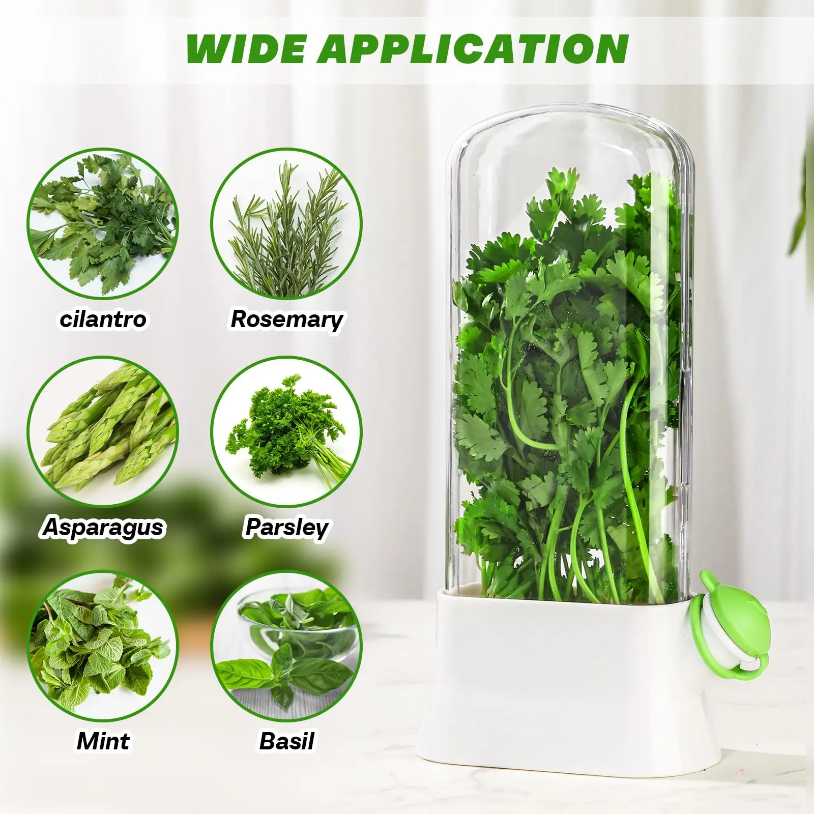 Custode de hierbas para contenedores de almacenamiento de refrigerador, protector de hierbas para mantener el Cilantro fresco, versátil, para prolongar la frescura