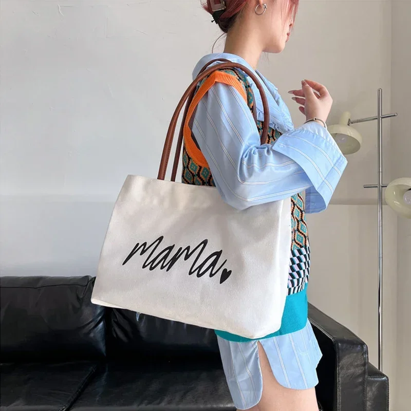 

Large Capacity Canvas Bag Mommy Bag Commuting Shoulder Bag Large Capacity Baby Product Storage Bag Mother and Baby Bag