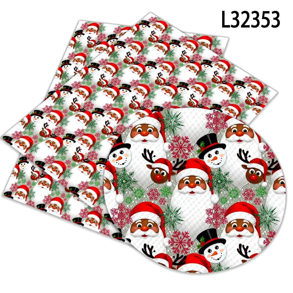 

30x22cm printed faux leather African american santa synthetic leather cross texture for hair bow mini bag