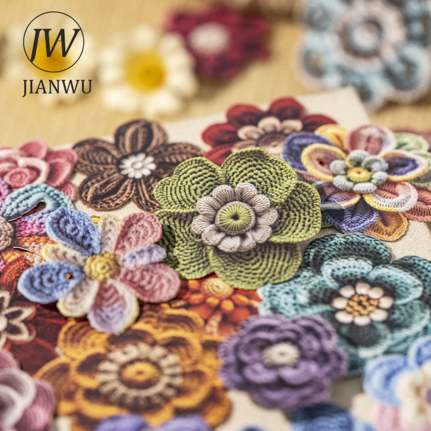 JIANWU Vintage Simulated Woven Flowers Landscape Material Collage Scrapbooking Sticker Creative DIY Journal Stationery