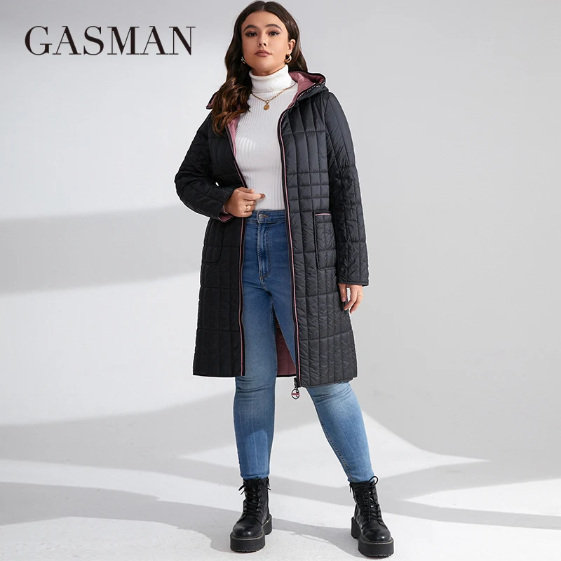 GASMAN-Jaqueta feminina de inverno, casaco longo, design clássico, bolso com zíper, Parkas de lazer, tamanho grande, 81861