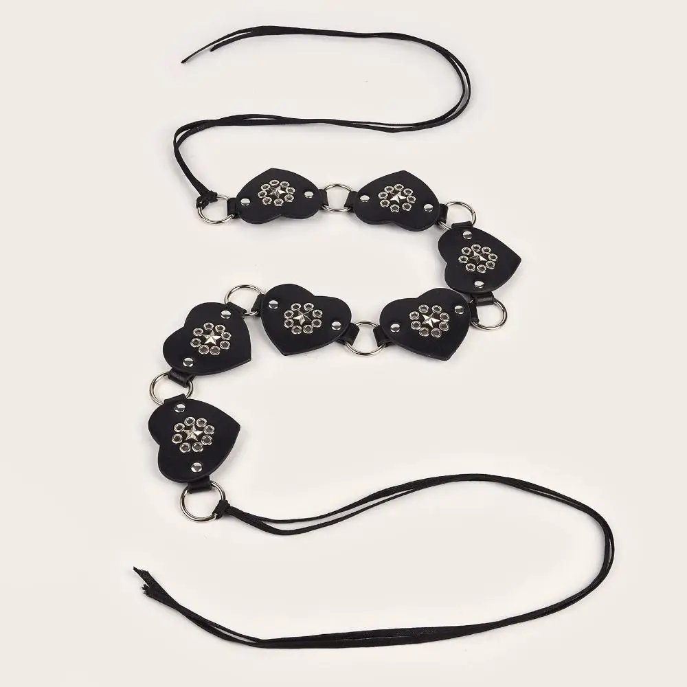 العصرية الحب القلب برشام حزام جلد تصميم فاخر تنوعا الدانتيل يصل حزام الخصر Y2K خمر حزام البنطال الجينز النساء #4