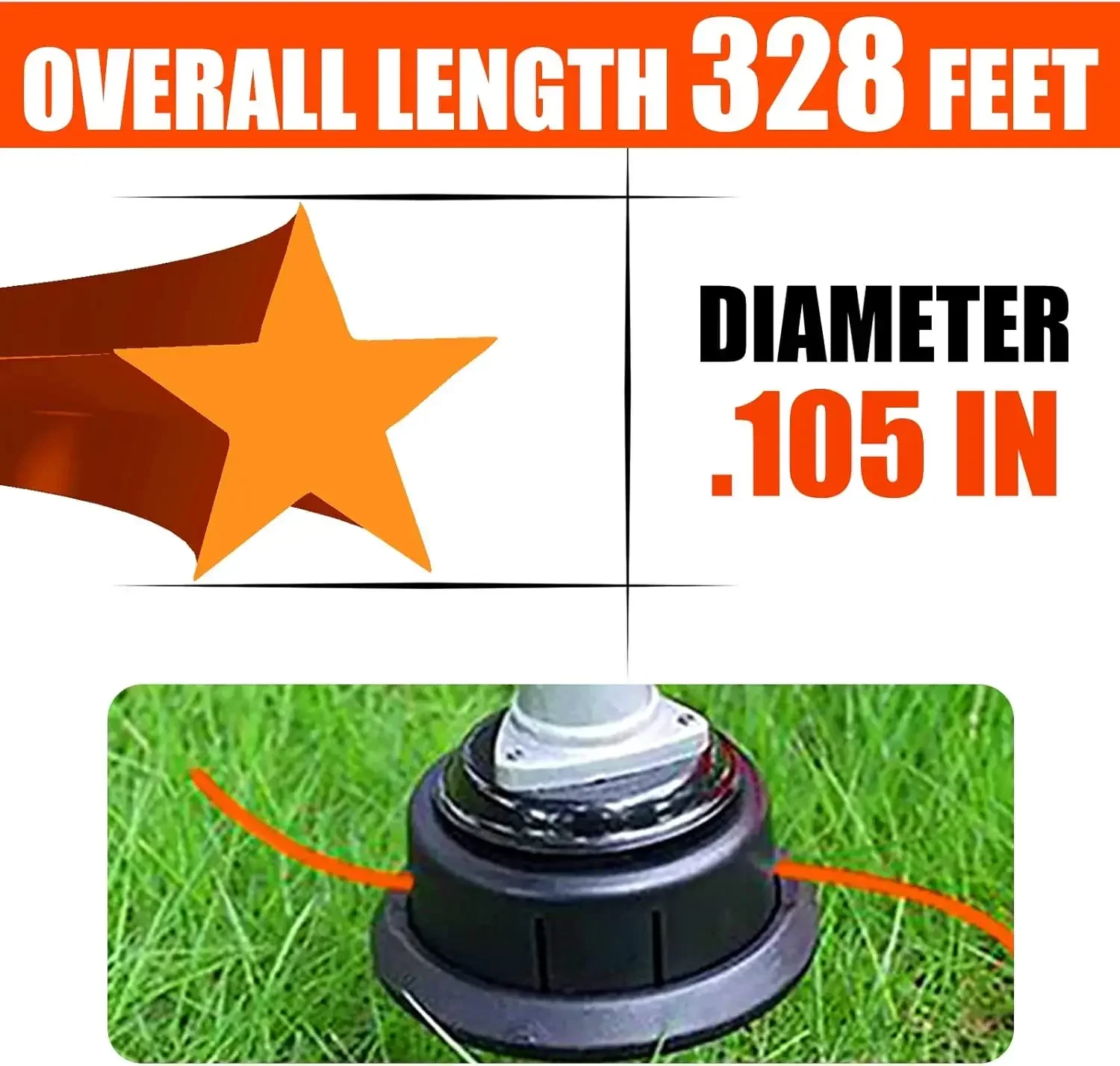 1LB String Trimmer Line, Commercial Grade Orange Pentagon Weed Eater String, Premium Nylon Universal Grass Trimmer Line