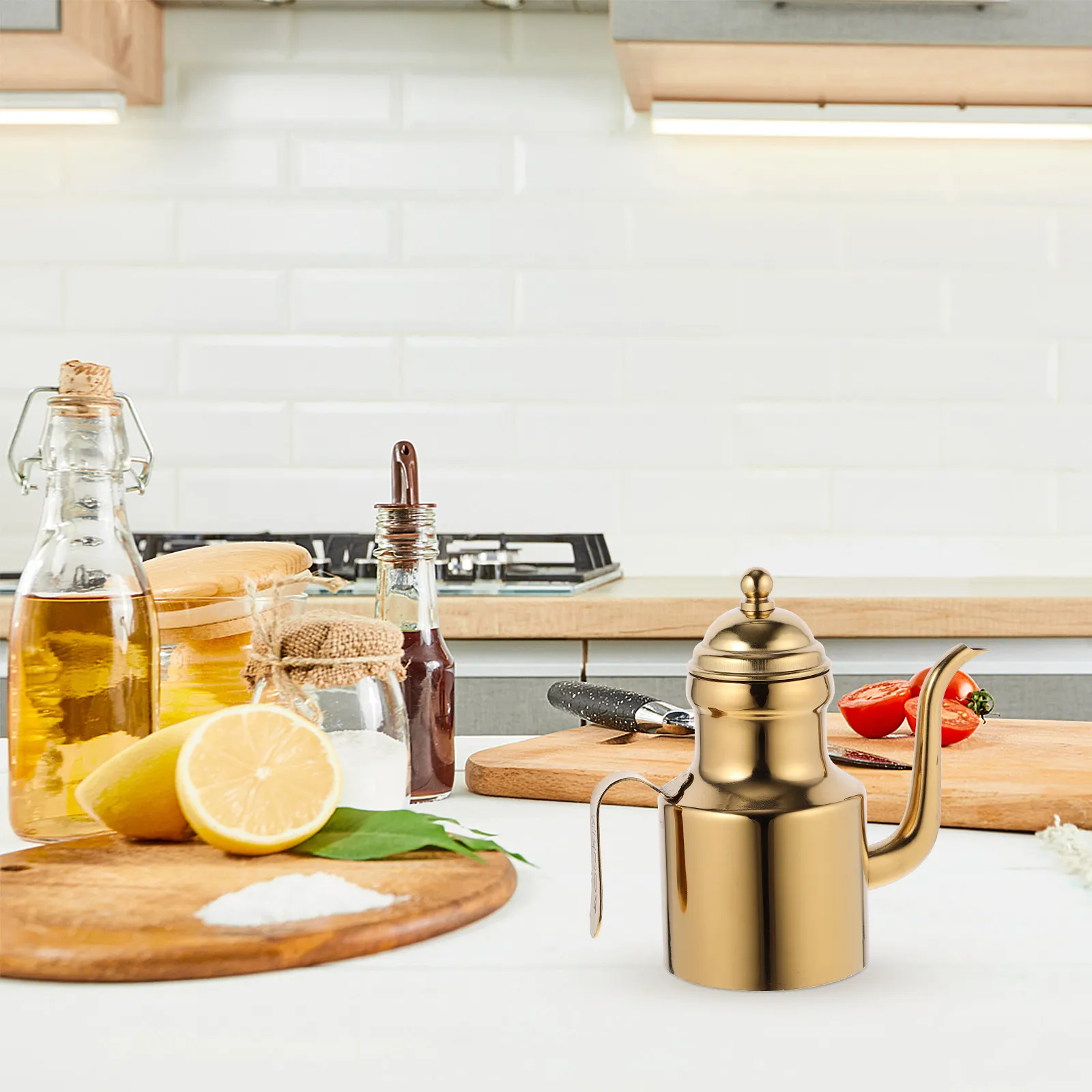 Stainless Steel Oil Pot Large Capacity Grease Container with Anti Spill Curved Spout for Kitchen Oil Storage Health Conscious