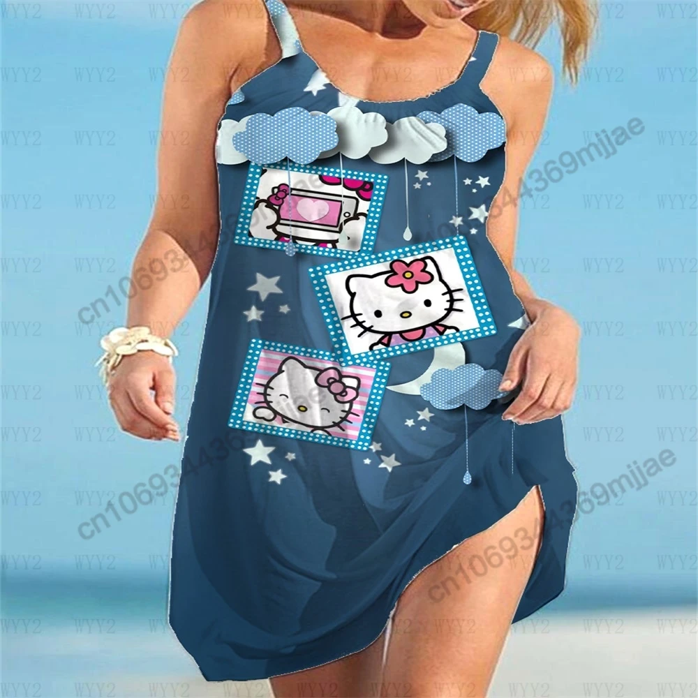 Round Neck Summer Top for Women HelloKitty Zevity Beach Dresses Womans Clothing Women's T-shirt Woman Clothes Y2k Tops 2023 Tees