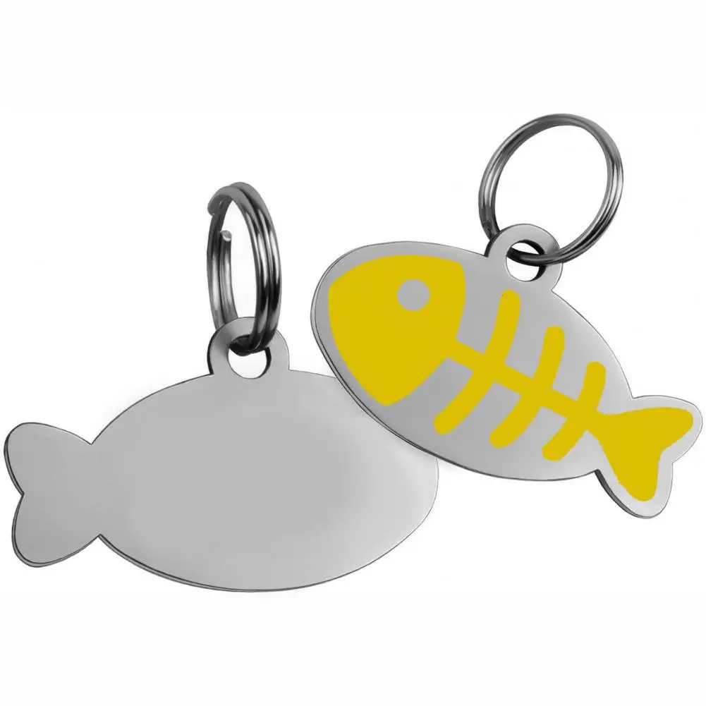 Bright Color Pet Tag Engraved Stainless Steel Pet Tags for Small Dogs Cats Rust-proof Corrosion-resistant Nameplates Fish Shape