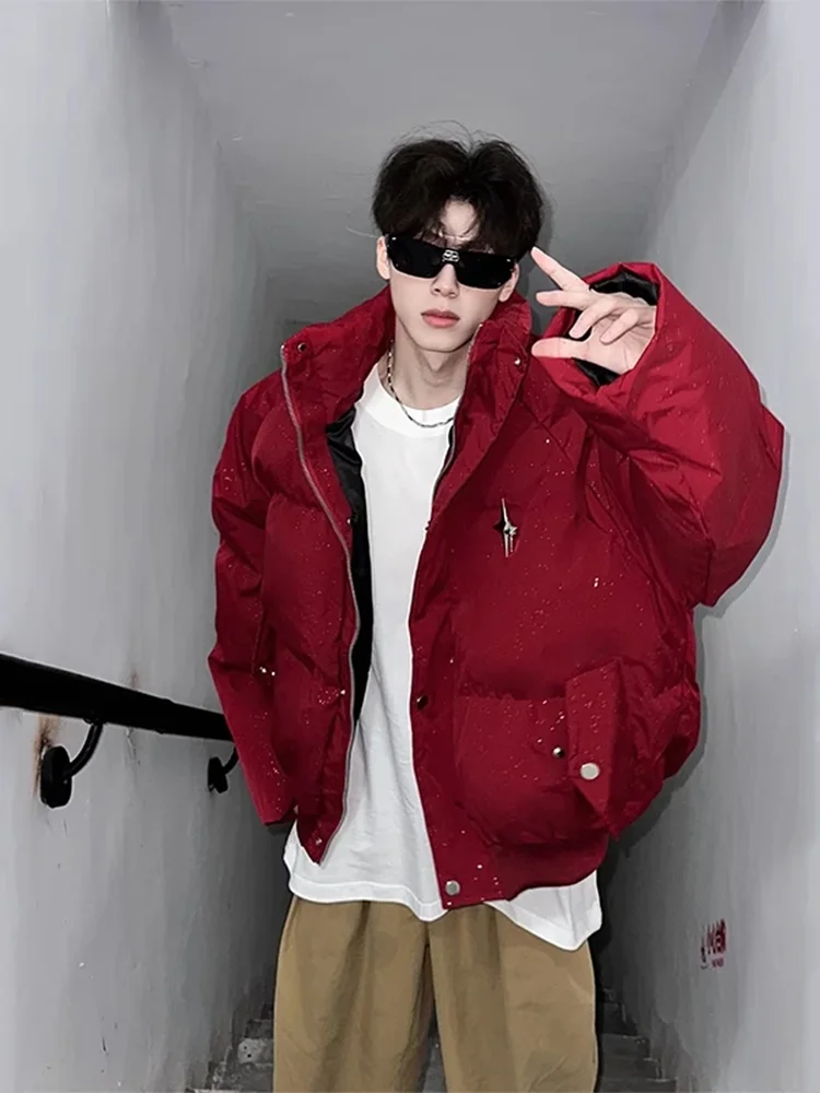 

Мужская зимняя куртка Cleanfit из хлопка с воротником-стойкой, теплая, утолщенная, с металлическим декором, свободного кроя, молодежная, популярная модель